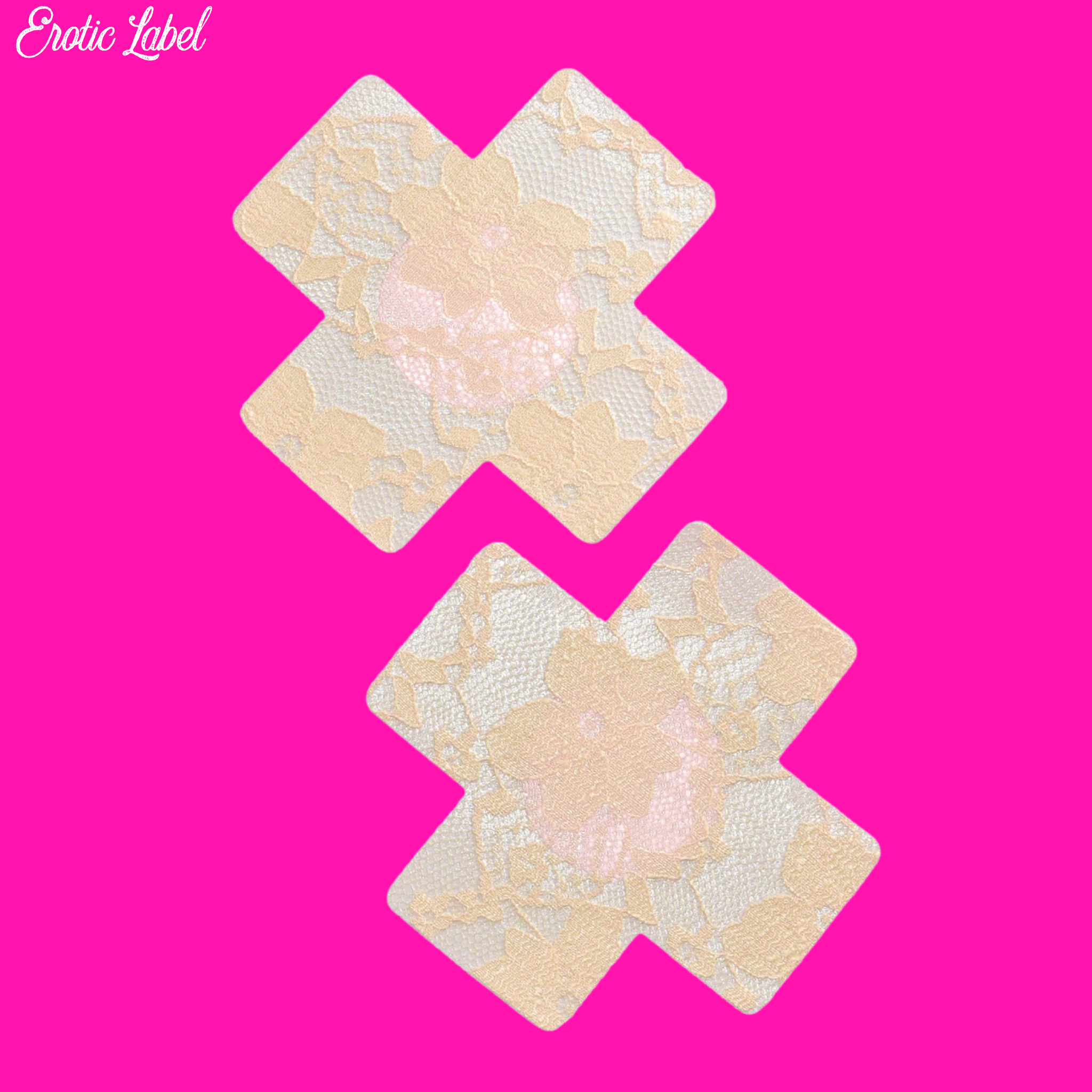 Nude Sheer Lace Pasties - Cross