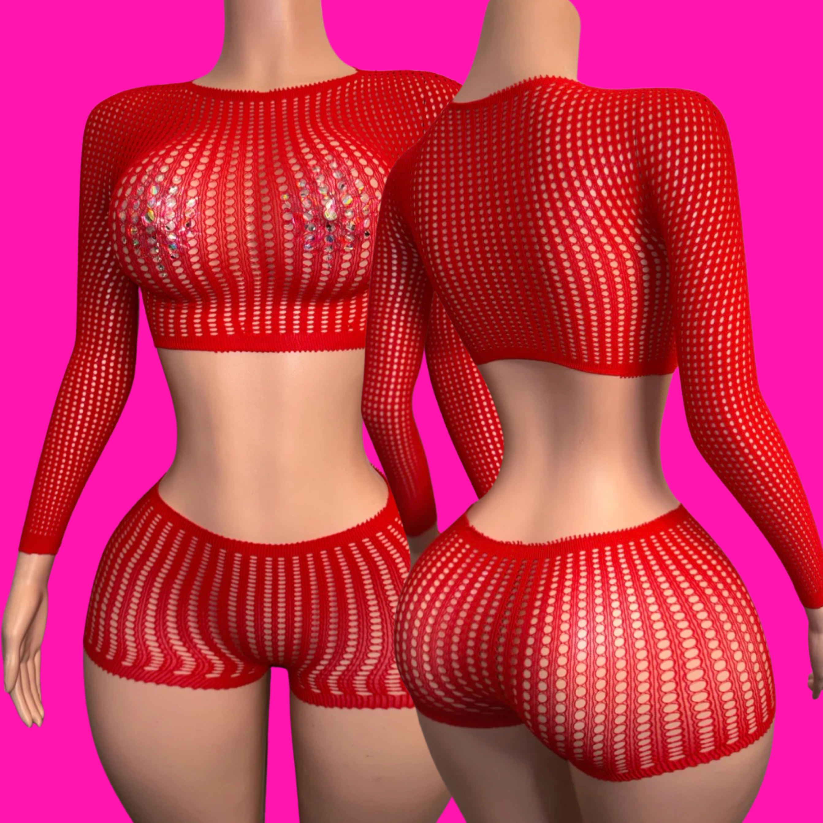 Caged - Short Set (Red)