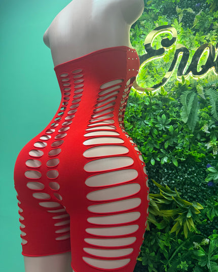 Big Pressure - Diamond Romper (Red)(Curvy Collection)