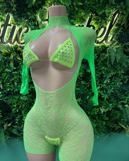 Ariel Baddie - Romper Bikini set (Neon)