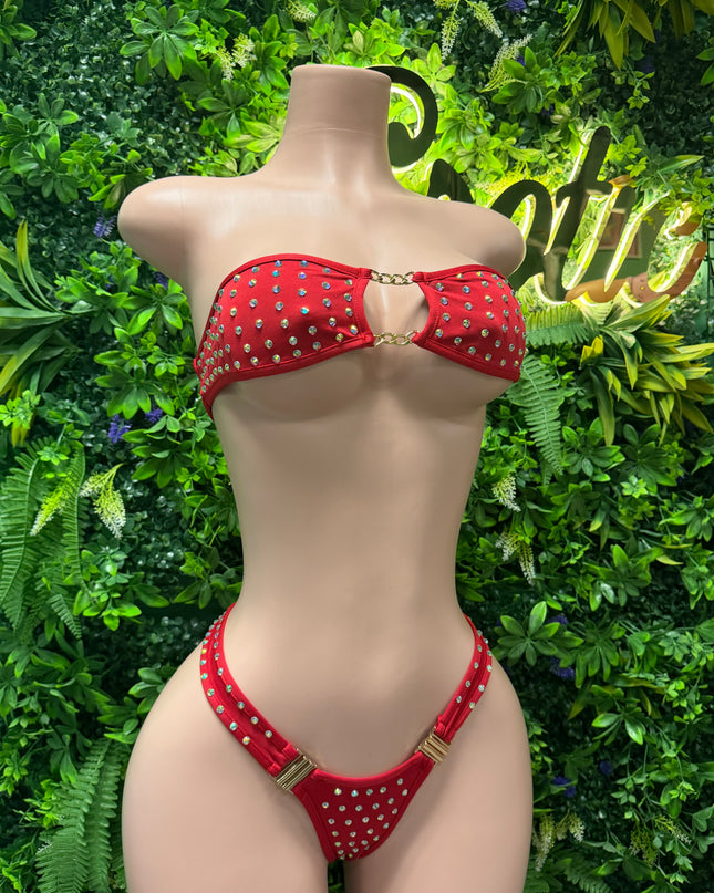 Set It Off- Chained Bikini (Red)
