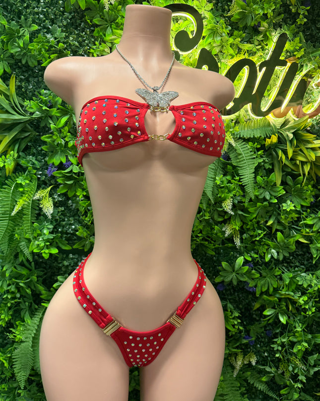 Set It Off- Chained Bikini (Red)