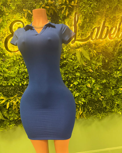 Classy Doll Bodycon Mini Dress(Blue)