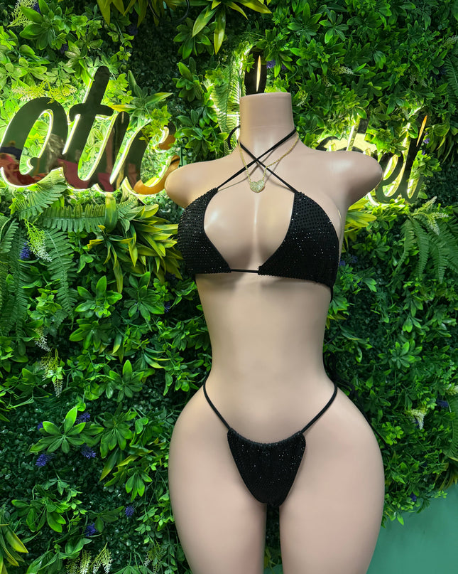 Big Biz Bling Bikini- Black/Black