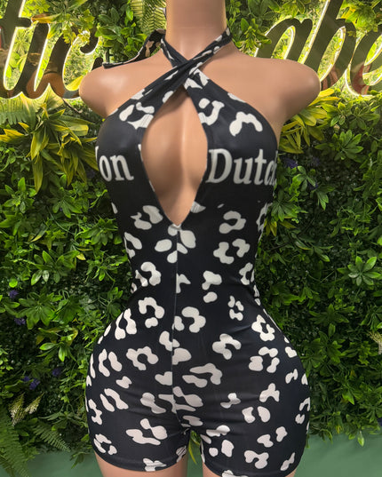 Leopard Dutch Romper (Black)