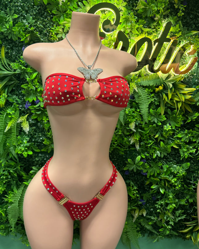 Set It Off- Chained Bikini (Red)