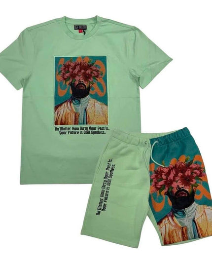 Men’s Graphic Fleece- Short Set (Mint)