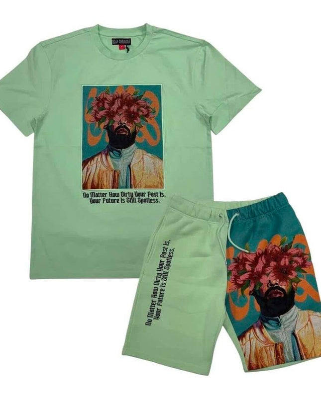 Men’s Graphic Fleece- Short Set (Mint)