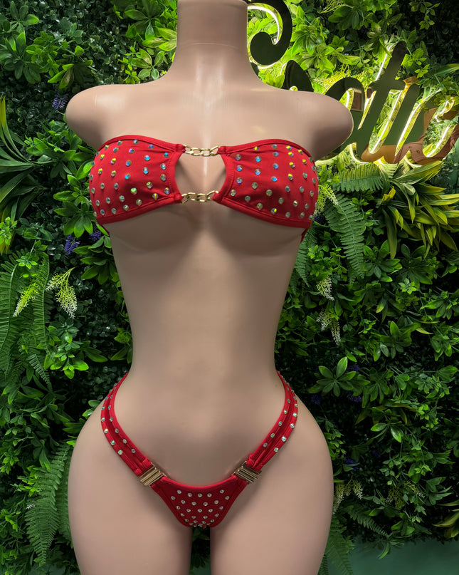 Set It Off- Chained Bikini (Red)