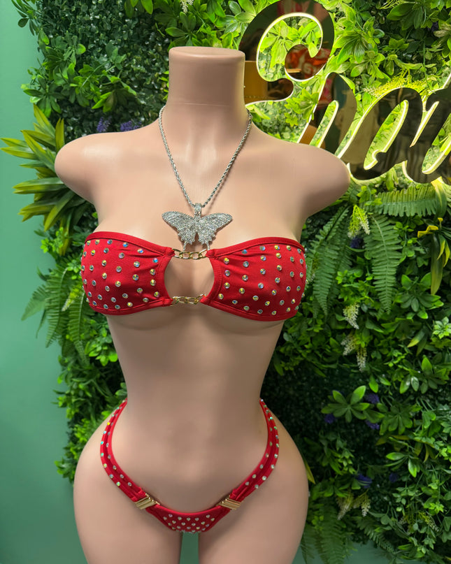Set It Off- Chained Bikini (Red)