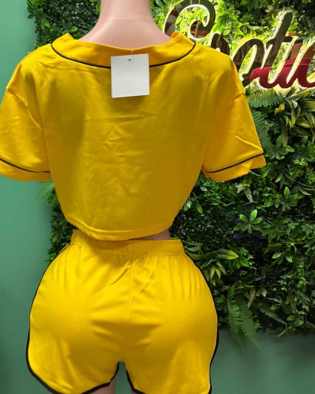 LA Baby - Yellow Crop Top Short Set