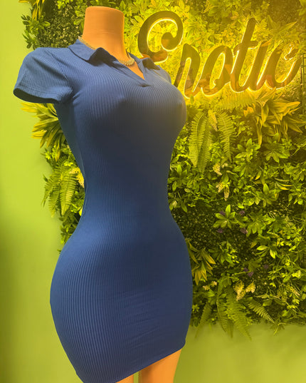 Classy Doll Bodycon Mini Dress(Blue)