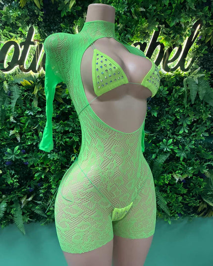 Ariel Baddie - Romper Bikini set (Neon)