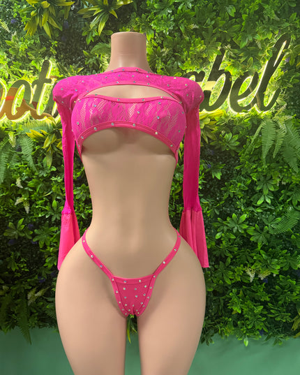 Drippin Finesse- Three piece Bikini Set (Pink)
