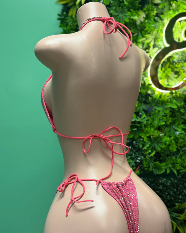 Big Biz Bling Bikini- Hot Pink