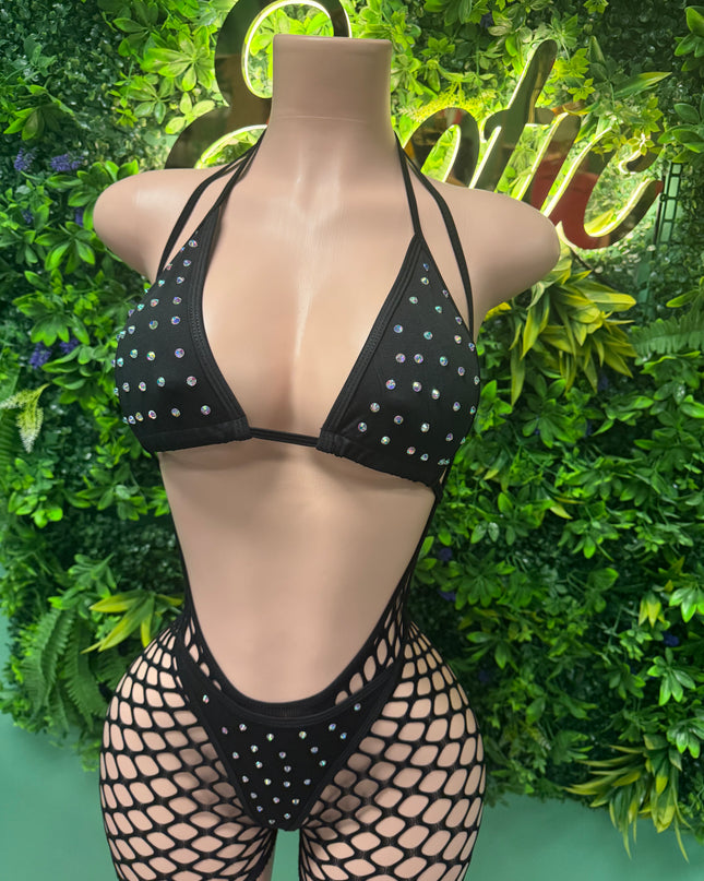 Fiji Water Romper+ Bag Getter Bikini (Black)