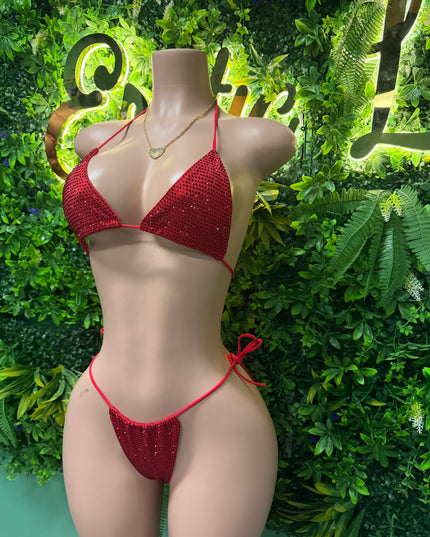 Big Biz Bling Bikini- Cherry Red