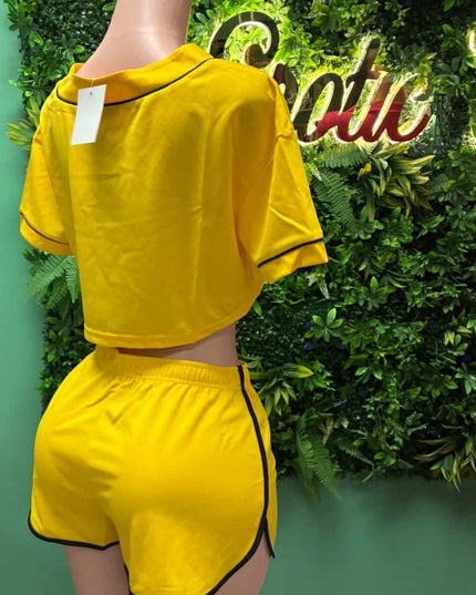 LA Baby - Yellow Crop Top Short Set