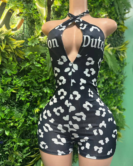 Leopard Dutch Romper (Black)