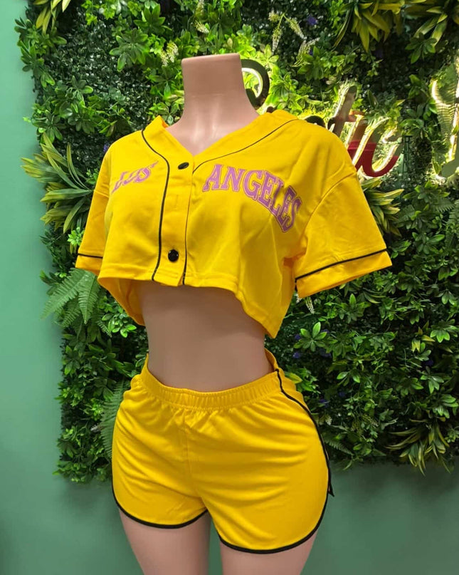 LA Baby - Yellow Crop Top Short Set