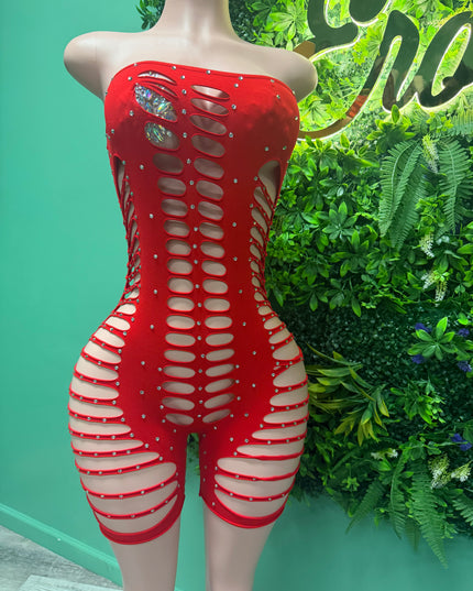 Big Pressure - Diamond Romper (Red)(Curvy Collection)