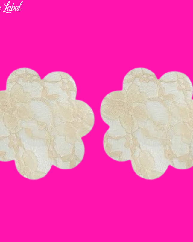 Nude Sheer Lace Pasties - Floral