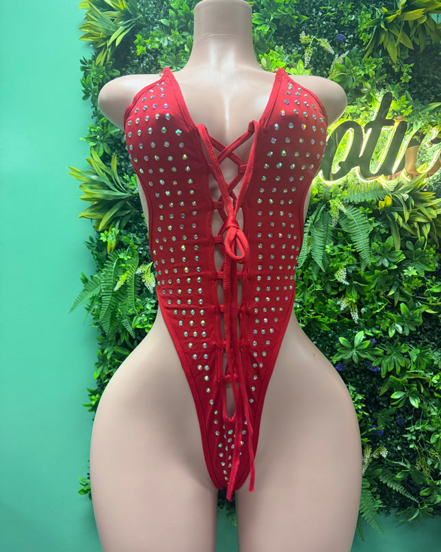 Boss Chick- Backless bodysuit (S-L) (Red)