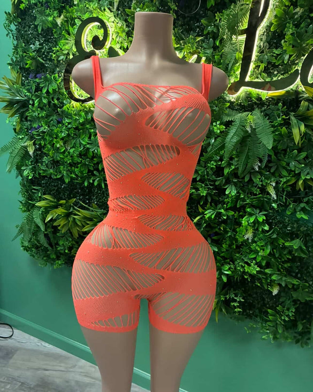 Stretch It Out - Romper (Neon Orange)
