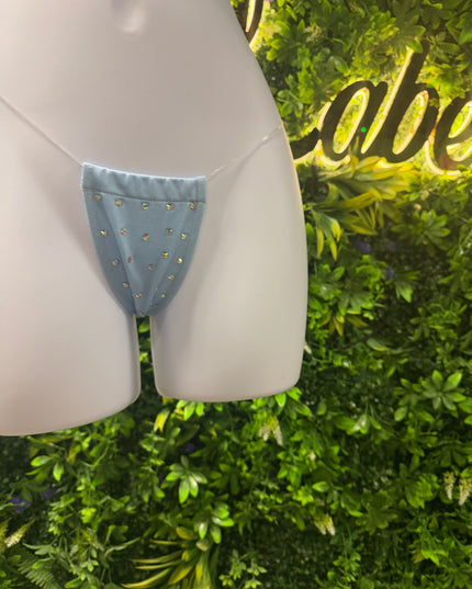 Stoned Clear String - T bar thongs -Light Blue l