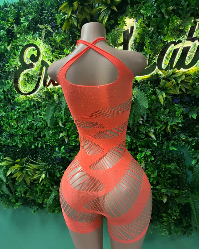 Stretch It Out - Romper (Neon Orange)