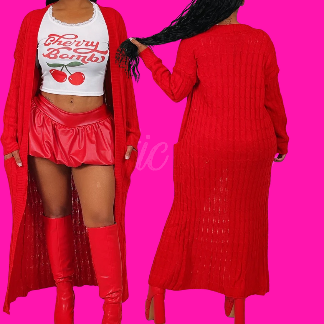Classic Cardigan (Red)