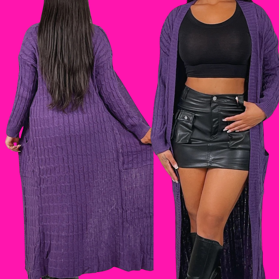 Classic Cardigan (Purple)
