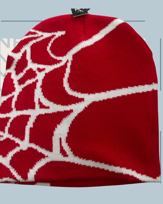 Caught In A Web- Beanie (Red/White)