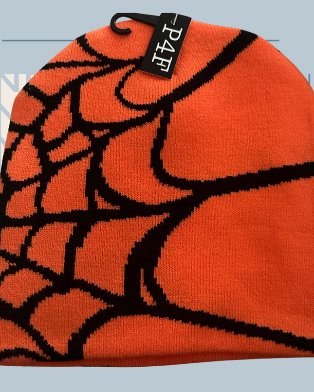 Caught In A Web- Beanie (Orange)