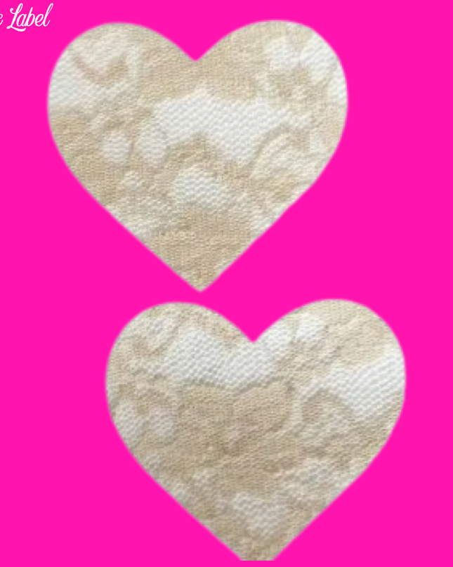 Nude Sheer Lace Pasties - Heart