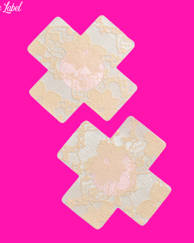Nude Sheer Lace Pasties - Cross