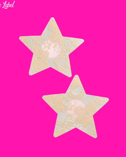 Nude Sheer Lace Pasties - Star