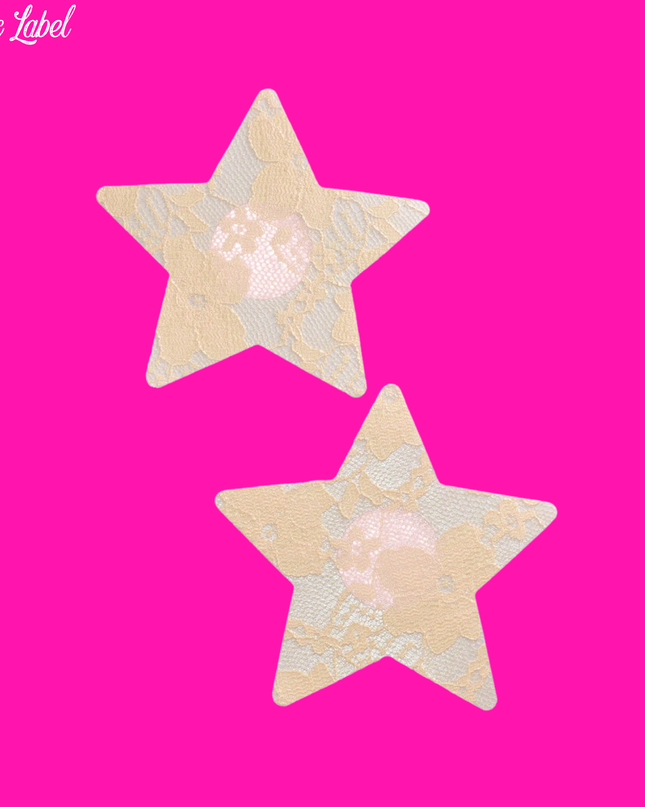 Nude Sheer Lace Pasties - Star