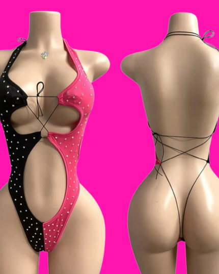 Two of a Kind- Bodysuit (Pink/Black)