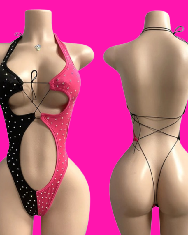 Two of a Kind- Bodysuit (Pink/Black)