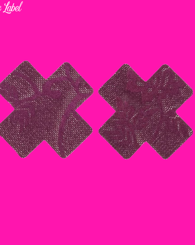 Purple Sheer Lace Pasties - Cross