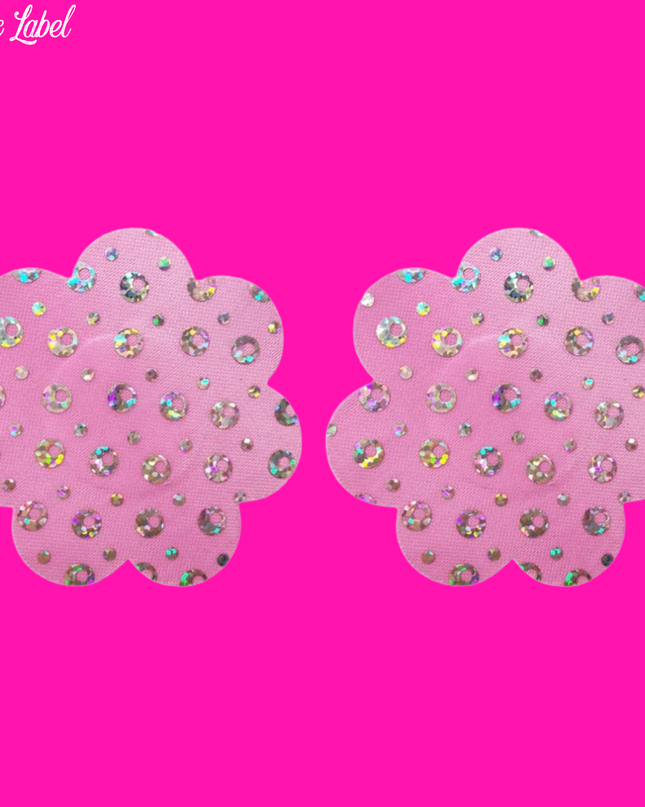 Pink Sequins Pasties- Floral