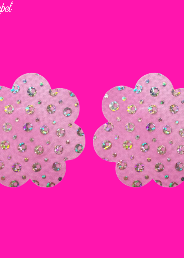 Pink Sequins Pasties- Floral