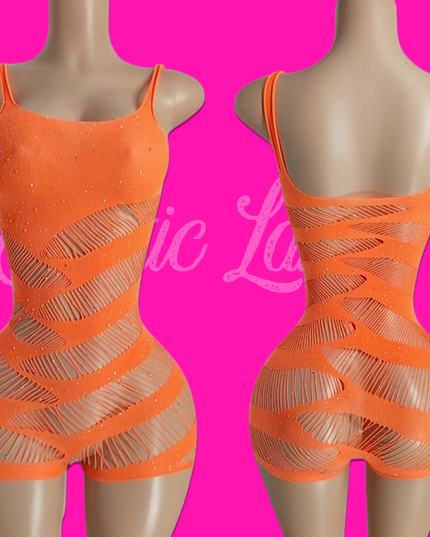 Stretch It Out - Romper (Neon Orange)