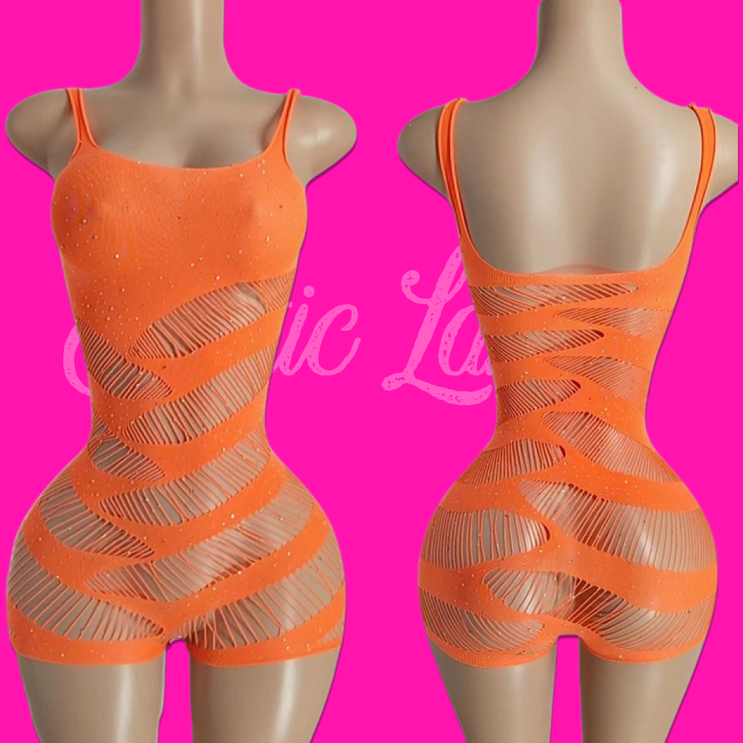 Stretch It Out - Playsuit (Neon Orange)