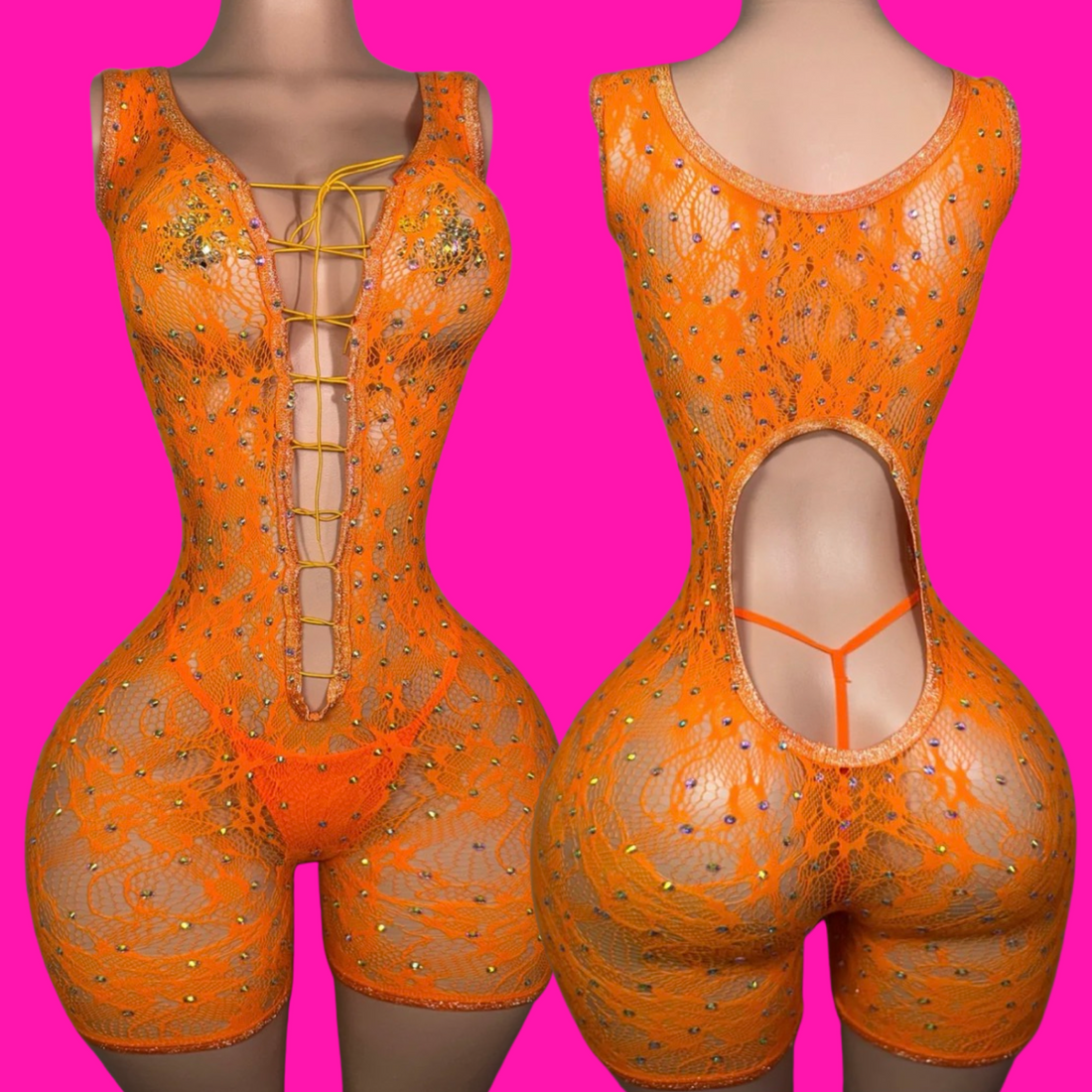 Miami Bella - Diamond Romper (Orange)