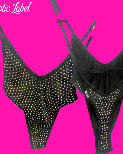 Big Biz Bling playsuit-  Black/Diamond