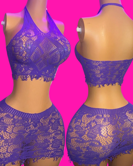 Laced - Mini Skirt Set (Purple)