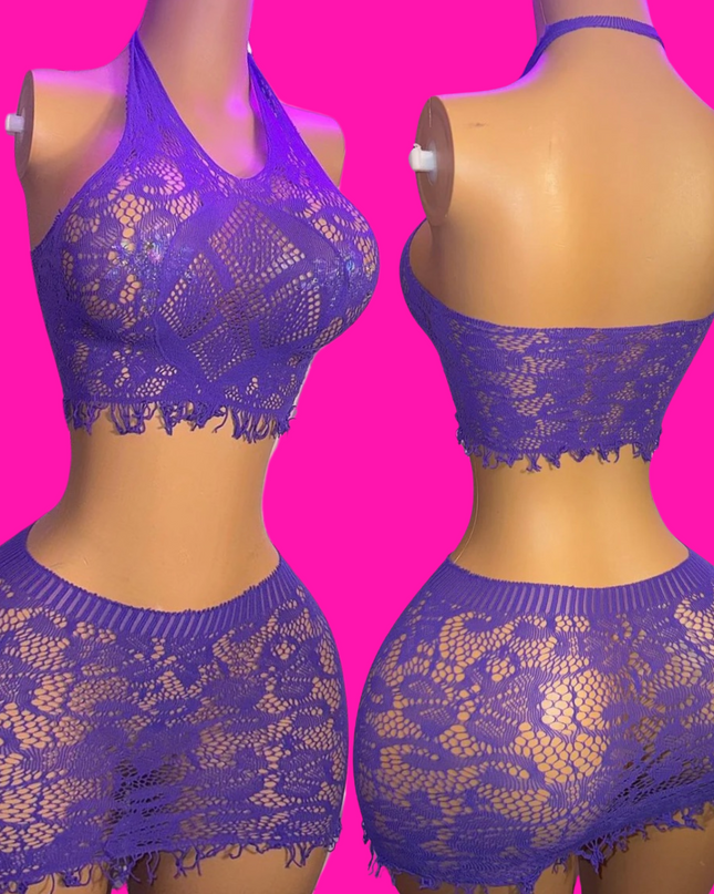 Laced - Mini Skirt Set (Purple)