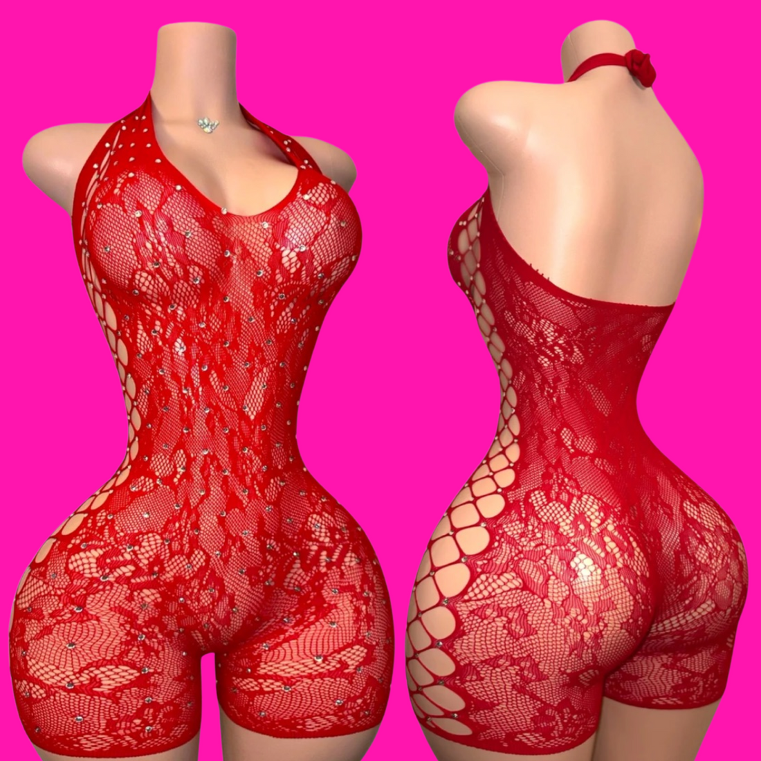 Exotic Lace- Romper (Red)